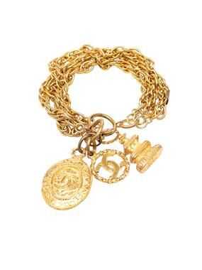 Chanel Cc Gold Plated Triple Chain Logo #321096C73B